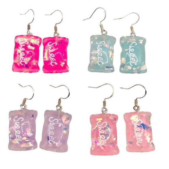 Women’s set of 4 sterling silver sweet candy earrings - Picture 1 of 7